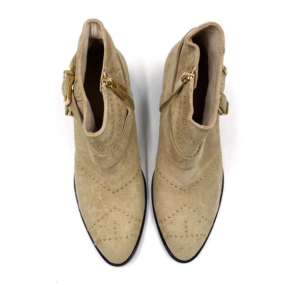 Anine Bing Bianca Bootie Beige Suede Gold Studded Harness Sz 36 / 6 US - Picture 3 of 11